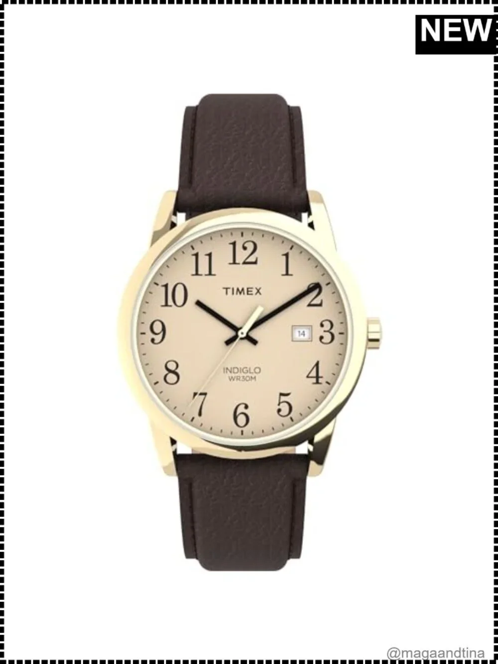 Timex Easy Reader Men's Watch Leather Strap 38mm Water Resistant